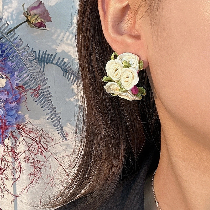 Wholesale Colorful C Shape Flowers Resin Earrings