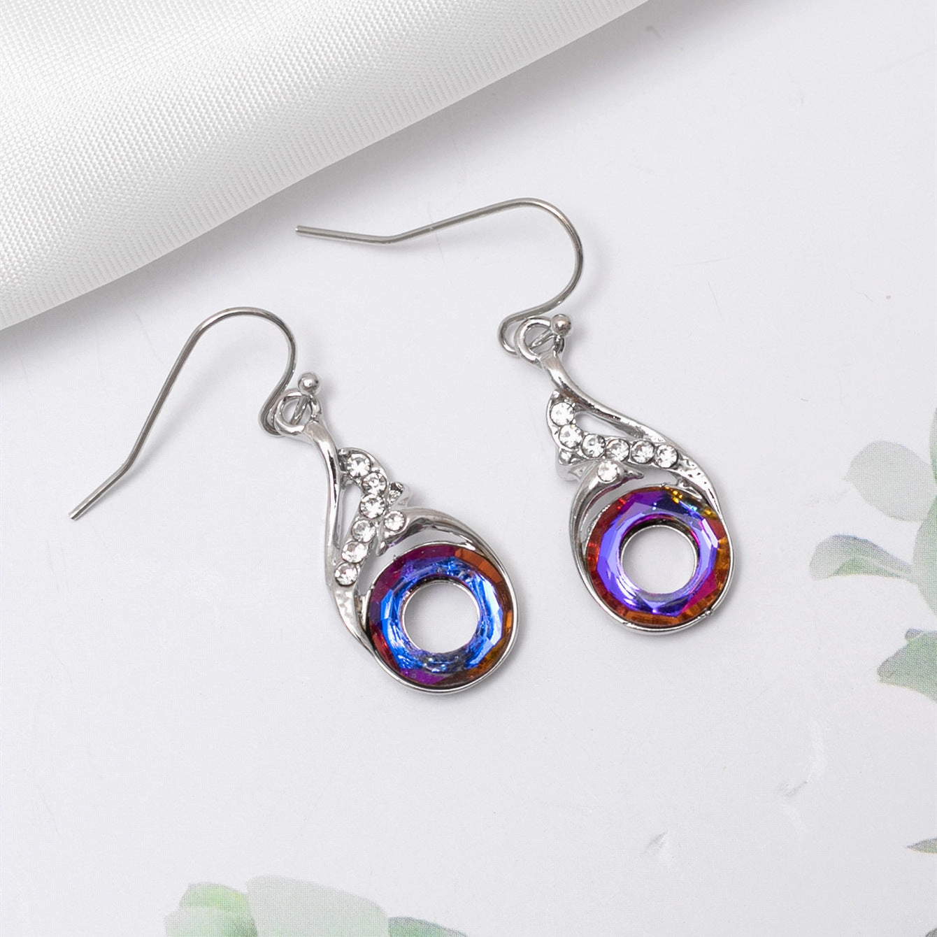 Wholesale Colorful Crystal Gradient Rhinestone Earrings