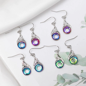 Wholesale Colorful Crystal Gradient Rhinestone Earrings