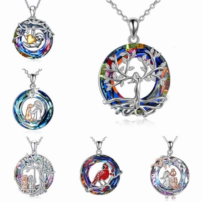 Wholesale Colorful Crystal Tree of Life Animal Necklace