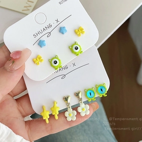 Wholesale Colorful Cute Little Monster Alloy Earrings