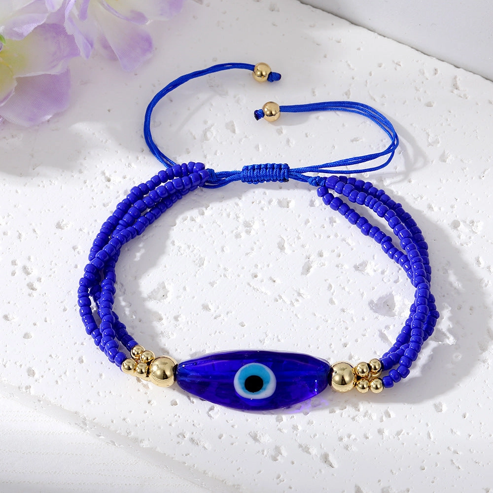 Wholesale Colorful Devil Eye Pendant Copper Plated Real Gold Bracelet