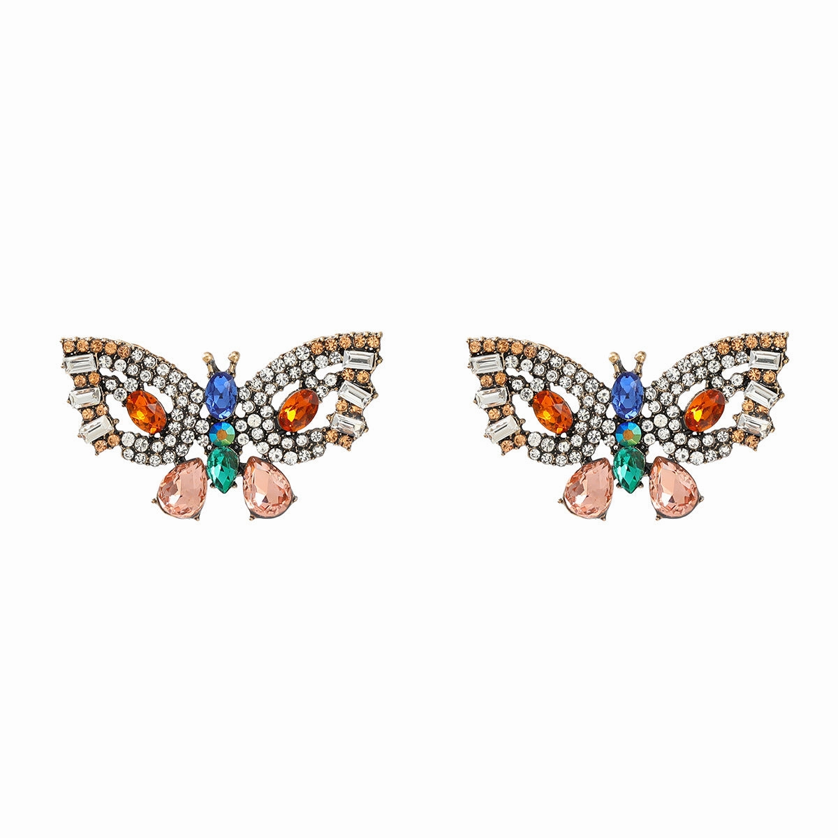 Wholesale Colorful Diamond Butterfly Earrings