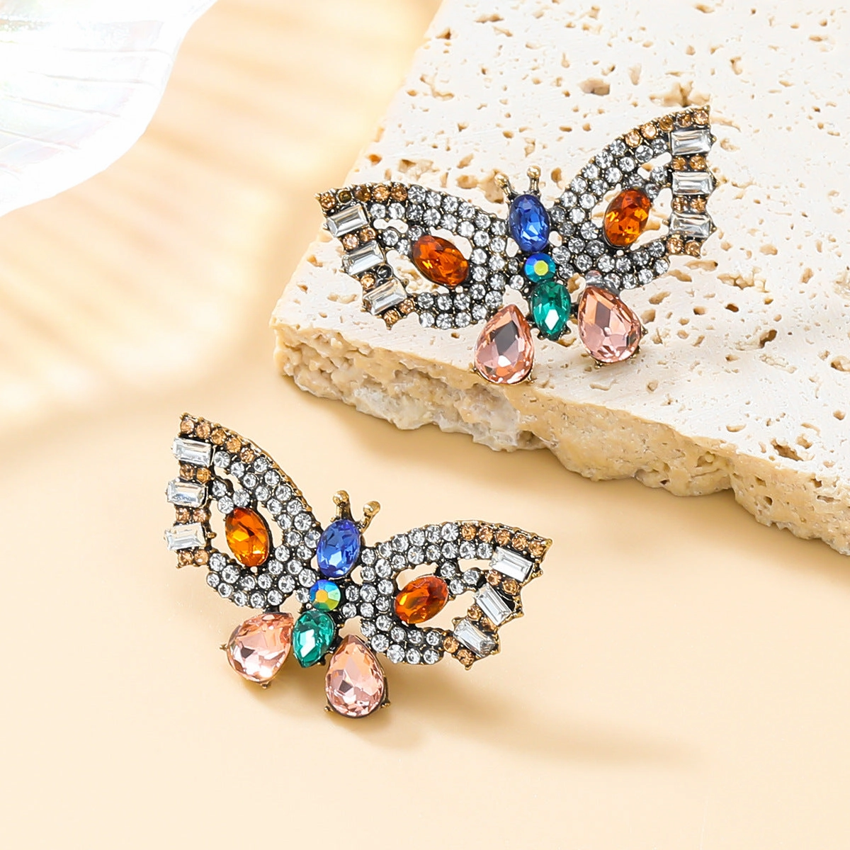 Wholesale Colorful Diamond Butterfly Earrings