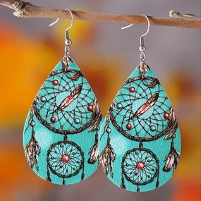 Wholesale Colorful Dream Catcher Double Sided Print Earrings
