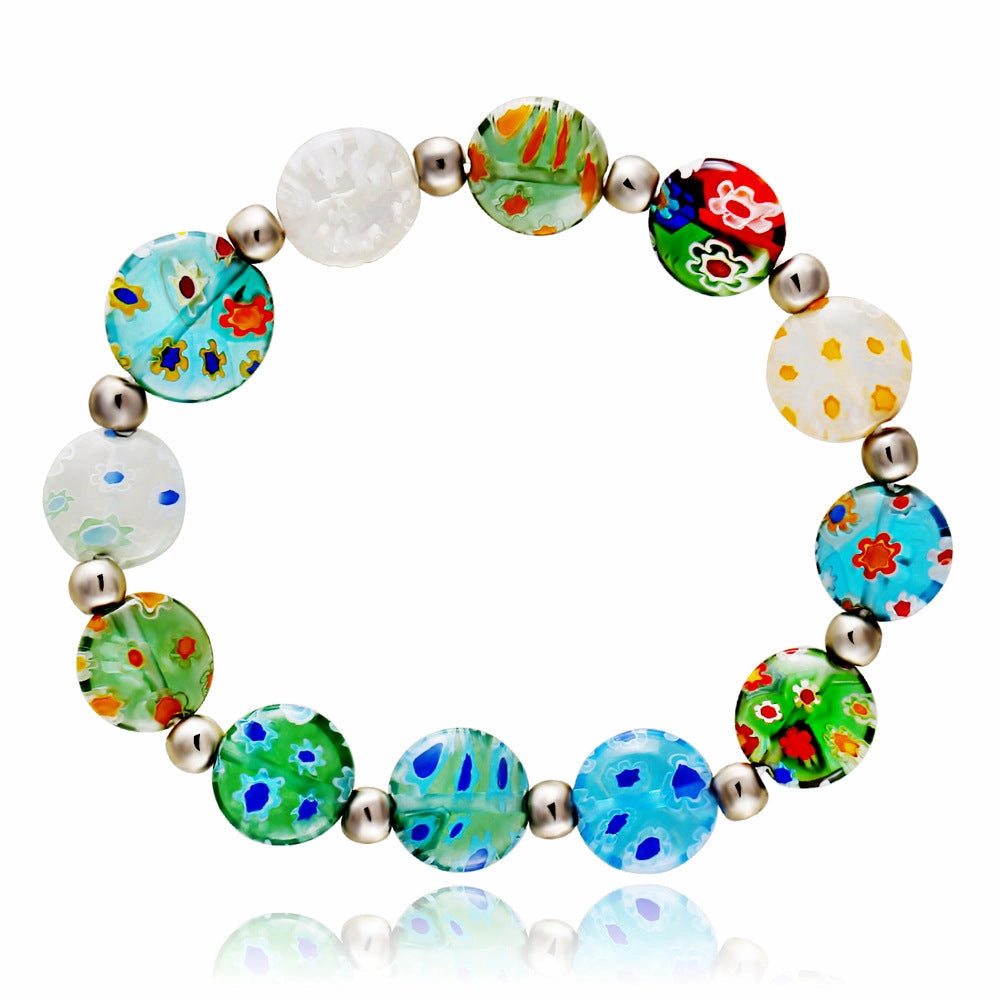 Wholesale Colorful Dried Flower Glaze DIY Elastic Bracelet