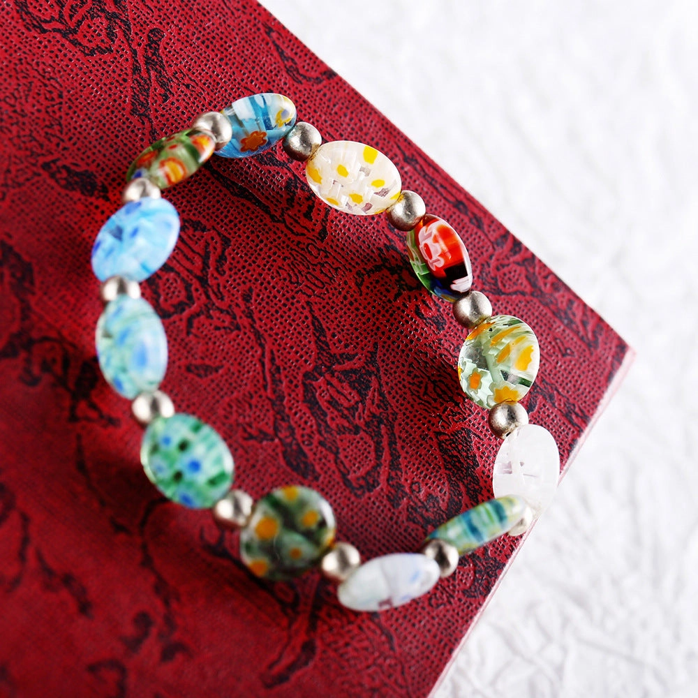Wholesale Colorful Dried Flower Glaze DIY Elastic Bracelet