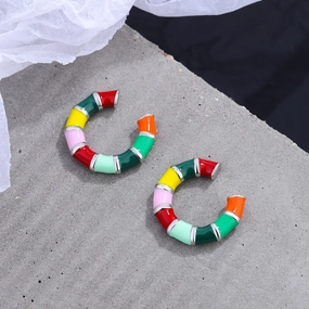 Wholesale Colorful Enamel Copper Clip/cuff Earrings
