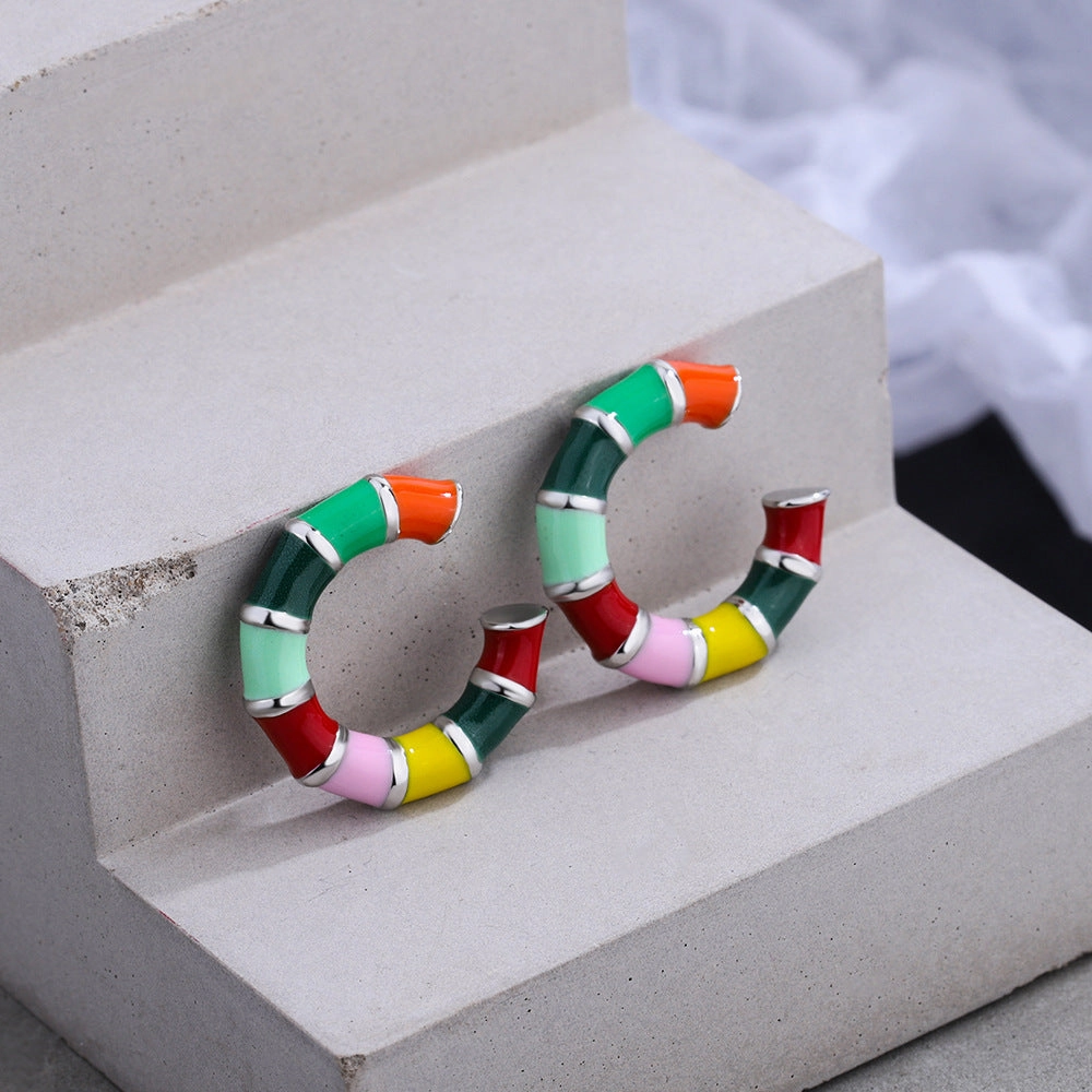 Wholesale Colorful Enamel Copper Clip/cuff Earrings