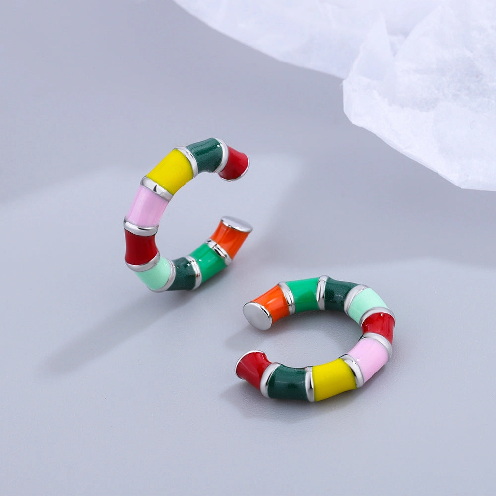 Wholesale Colorful Enamel Copper Clip/cuff Earrings