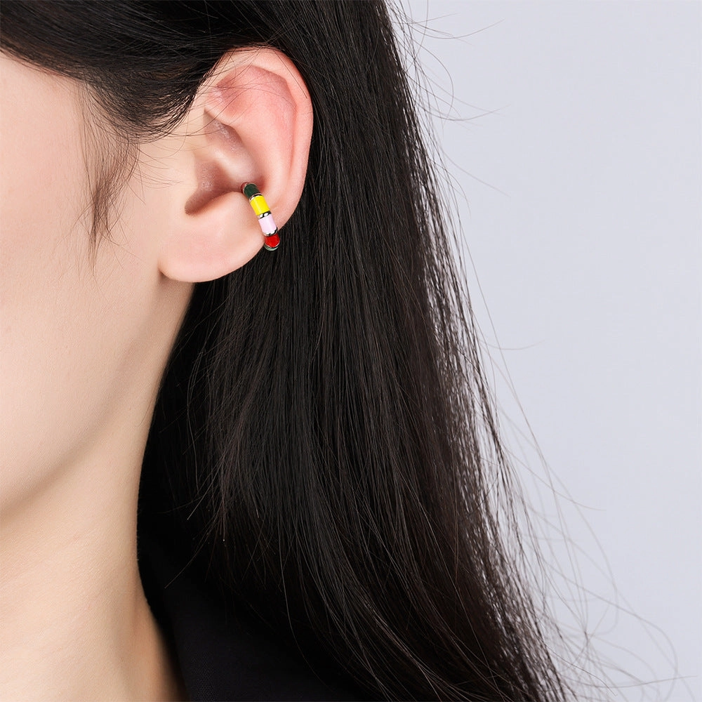 Wholesale Colorful Enamel Copper Clip/cuff Earrings