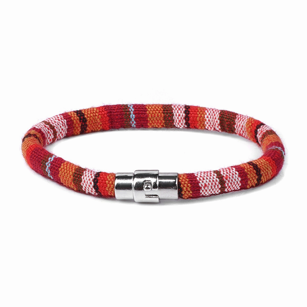Wholesale Colorful Fabric Bohemia Magnetic Buckle Bracelet