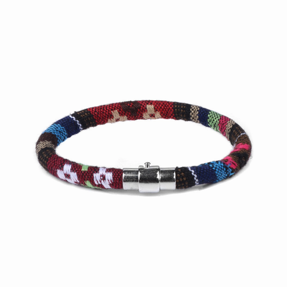 Wholesale Colorful Fabric Bohemia Magnetic Buckle Bracelet