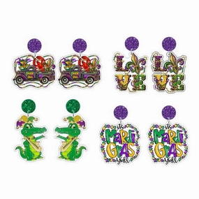 Wholesale Colorful festive jewelry Mardi Gras truck alligator beads lobster earrings