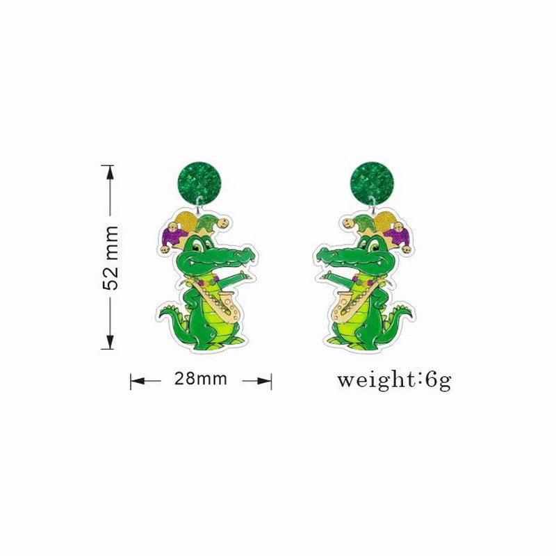 Wholesale Colorful festive jewelry Mardi Gras truck alligator beads lobster earrings