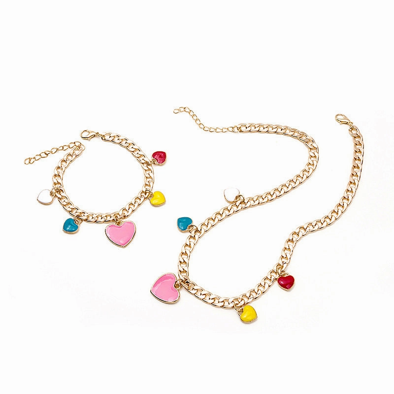 Wholesale Colorful Heart Pendant Alloy Necklace