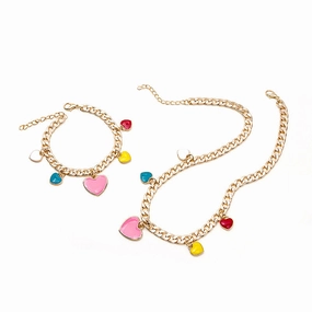Wholesale Colorful Heart Pendant Alloy Necklace