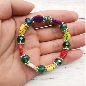 Wholesale Colorful Leaf Shape Turquoise Green Rhombus Natural Crystal Glass Bracelet