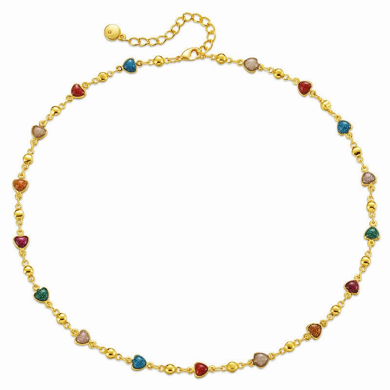 Wholesale Colorful Love Gold Plated Clavicle Chain Necklace