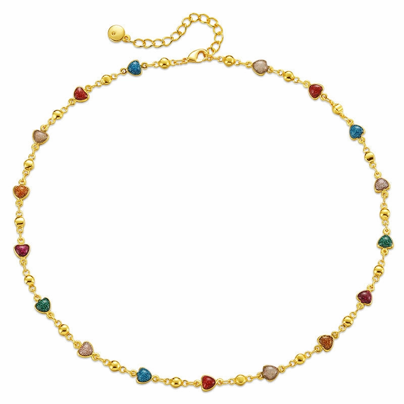 Wholesale Colorful Love Gold Plated Clavicle Chain Necklace