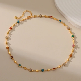 Wholesale Colorful Love Gold Plated Clavicle Chain Necklace