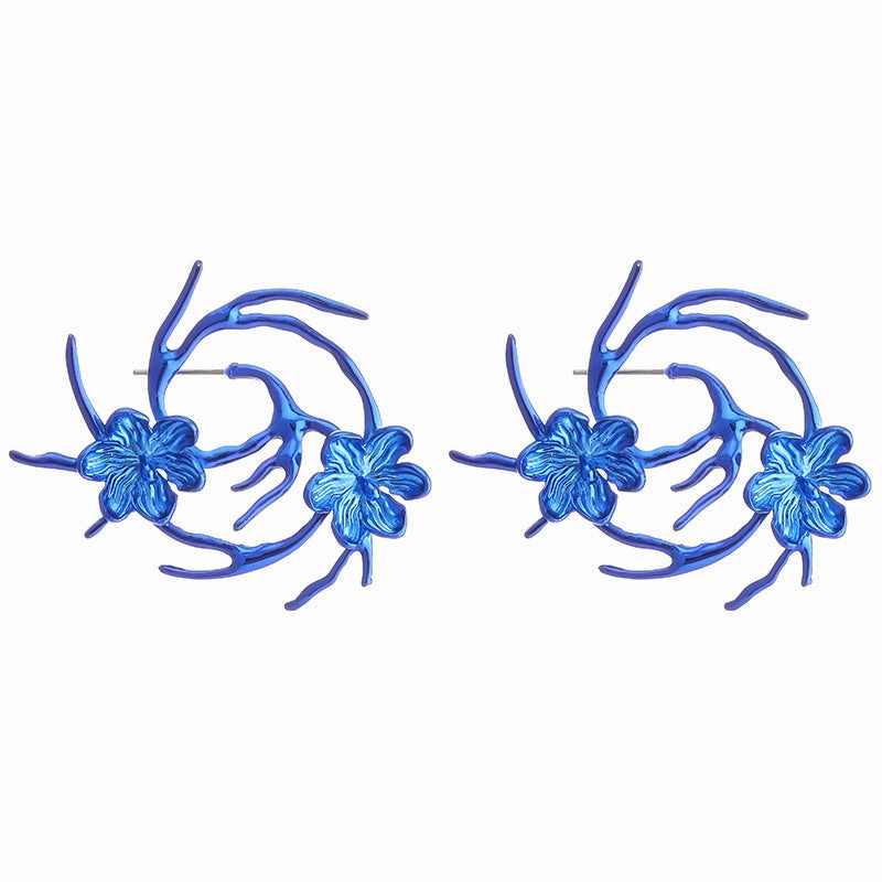 Wholesale Colorful Metal Flower Cyber Earrings