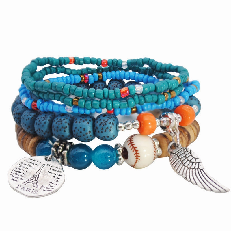 Wholesale Colorful Multilayer Elastic Rice Bead Bracelet