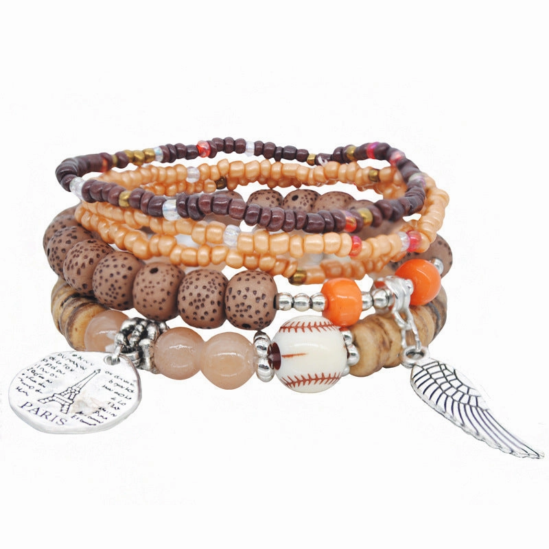 Wholesale Colorful Multilayer Elastic Rice Bead Bracelet