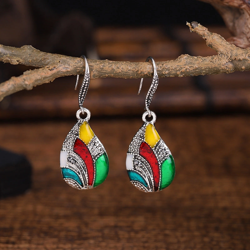 Wholesale Colorful Oil And Water Drop Alloy Earrings