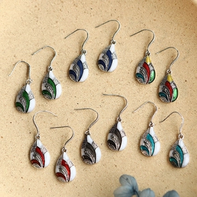 Wholesale Colorful Oil And Water Drop Alloy Earrings