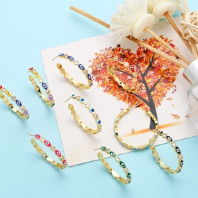 Wholesale Colorful Oil Drip Devil Eye Copper Ear Studs