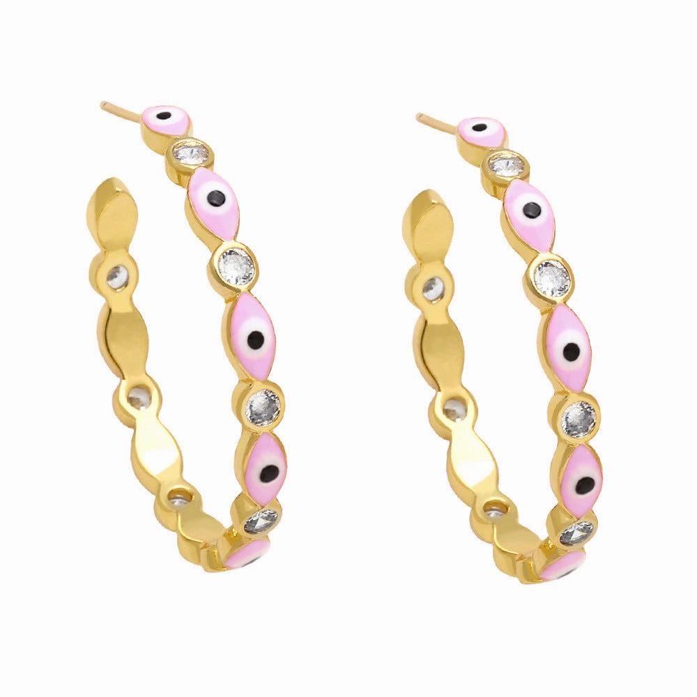 Wholesale Colorful Oil Drip Devil Eye Copper Ear Studs