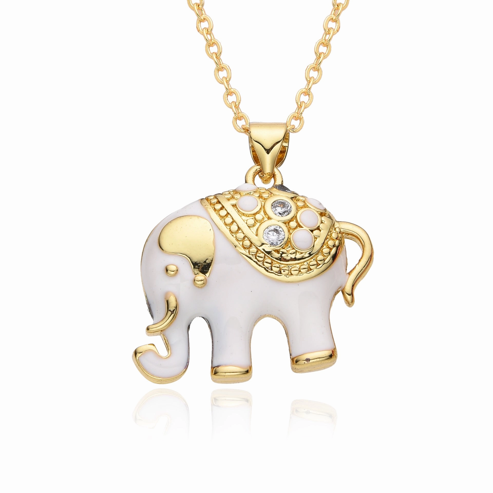 Wholesale Colorful Oil Dripping Elephant Micropaved Zirconia Necklace