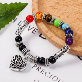 Wholesale Colorful Peach Heart Natural Stone Bracelets