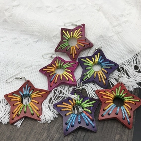 Wholesale Colorful Pentagram Wood Earrings