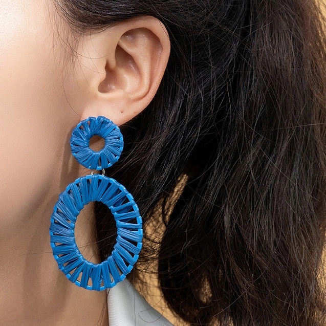 Wholesale Colorful Raffia Alloy Earrings