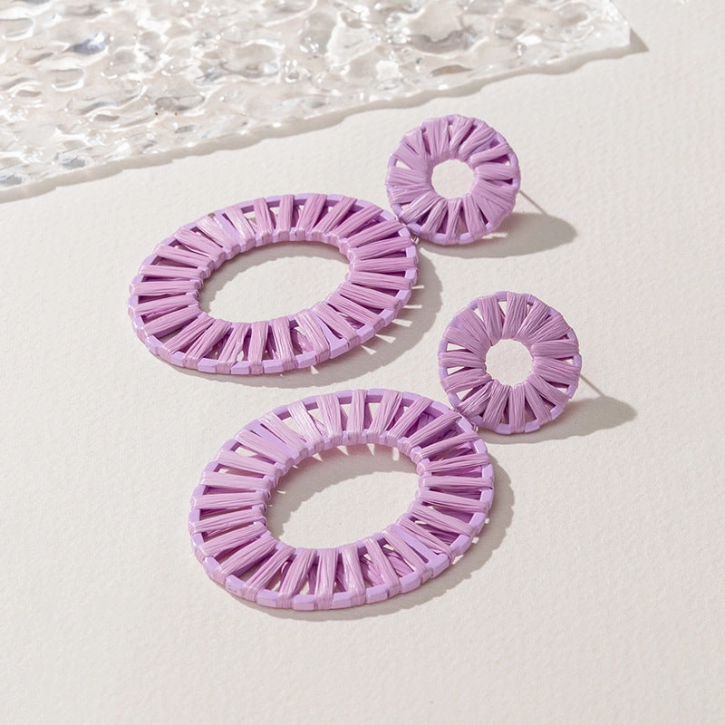 Wholesale Colorful Raffia Alloy Earrings