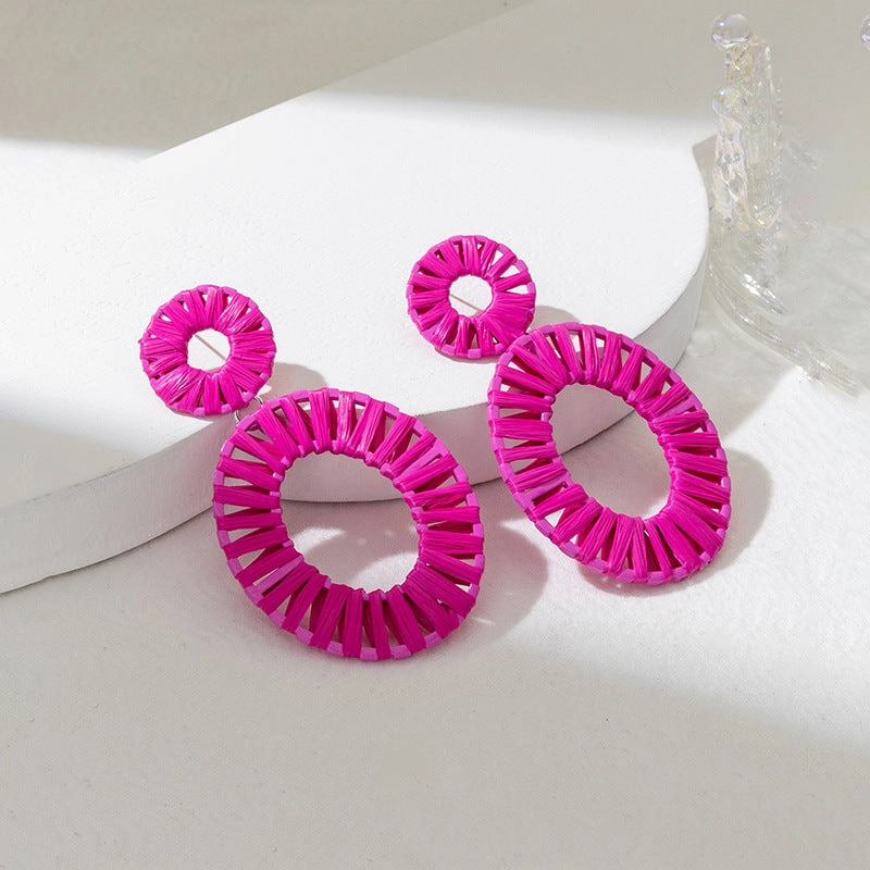 Wholesale Colorful Raffia Alloy Earrings