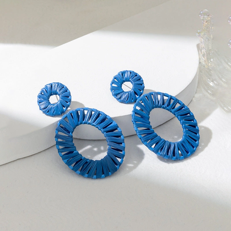 Wholesale Colorful Raffia Alloy Earrings