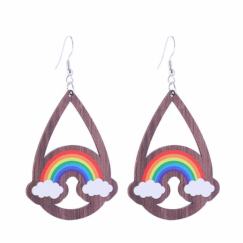 Wholesale Colorful Rainbow Gay Wooden Earrings