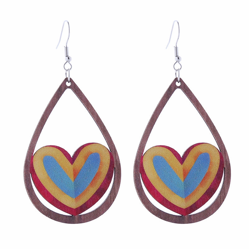 Wholesale Colorful Rainbow Gay Wooden Earrings