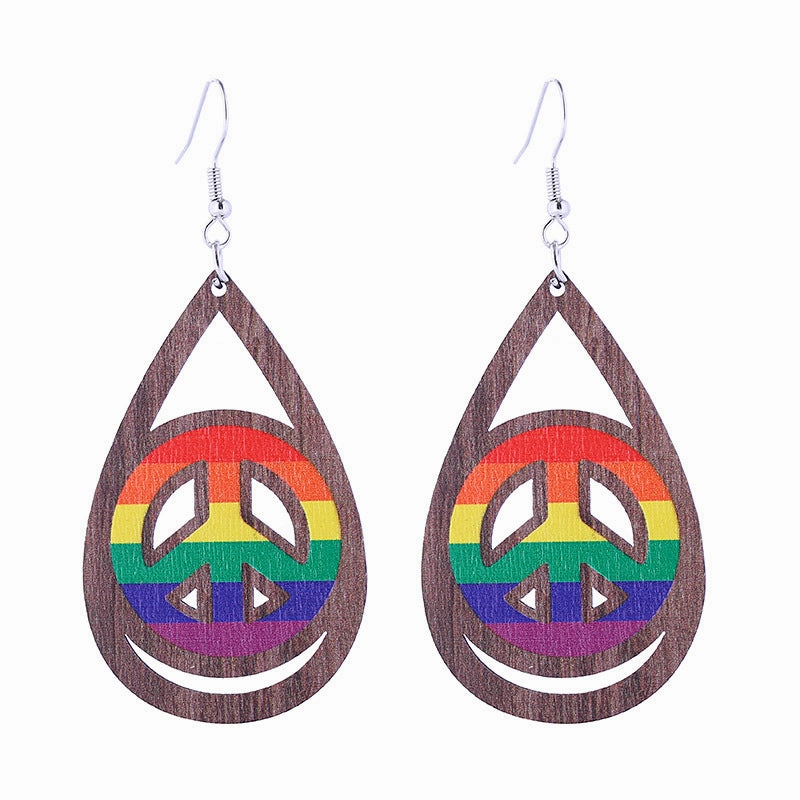 Wholesale Colorful Rainbow Gay Wooden Earrings