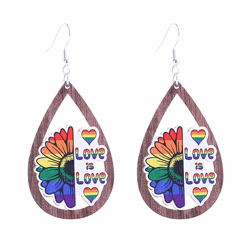 Wholesale Colorful Rainbow Gay Wooden Earrings