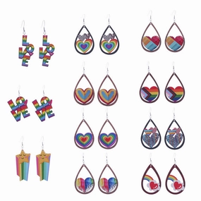 Wholesale Colorful Rainbow Gay Wooden Earrings