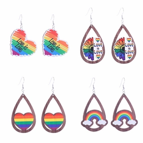 Wholesale Colorful Rainbow Gay Wooden Earrings