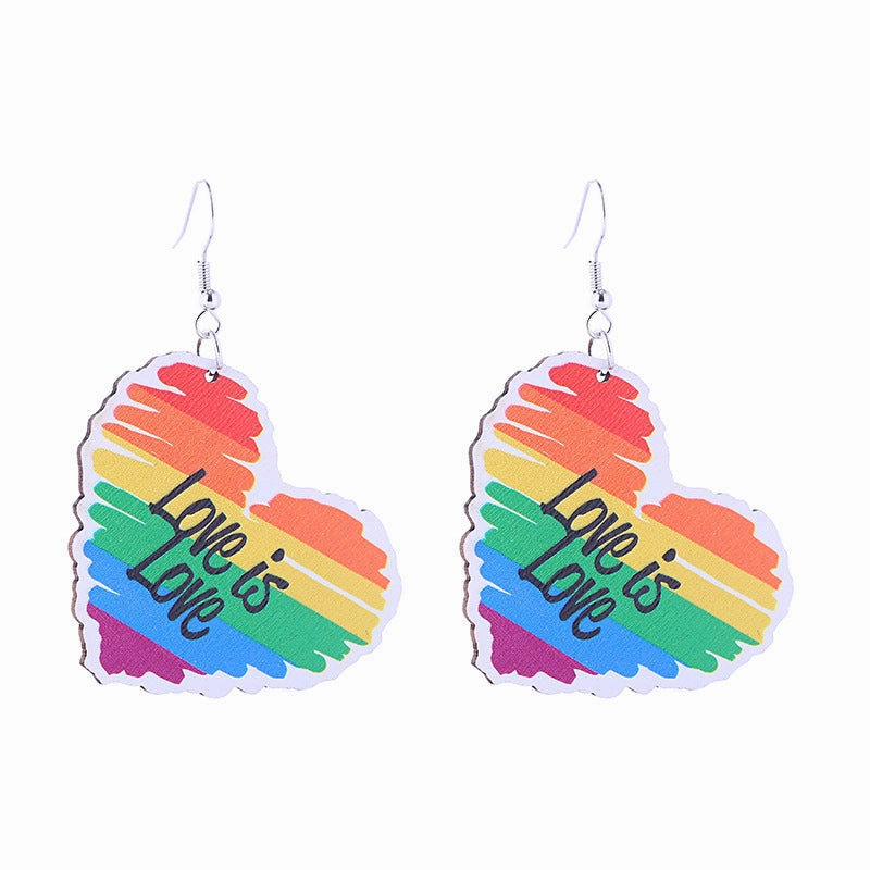 Wholesale Colorful Rainbow Gay Wooden Earrings