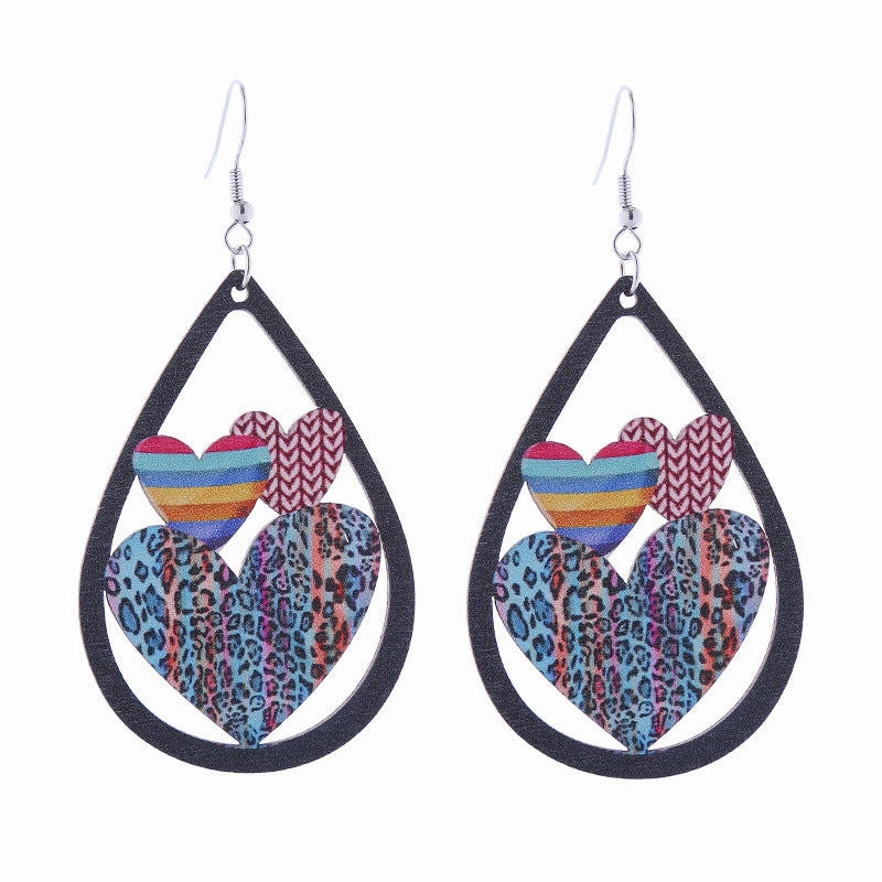 Wholesale Colorful Rainbow Gay Wooden Earrings