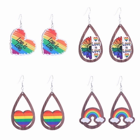 Wholesale Colorful Rainbow Gay Wooden Earrings