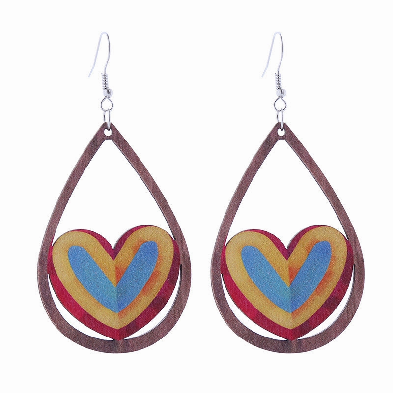 Wholesale Colorful Rainbow Gay Wooden Earrings