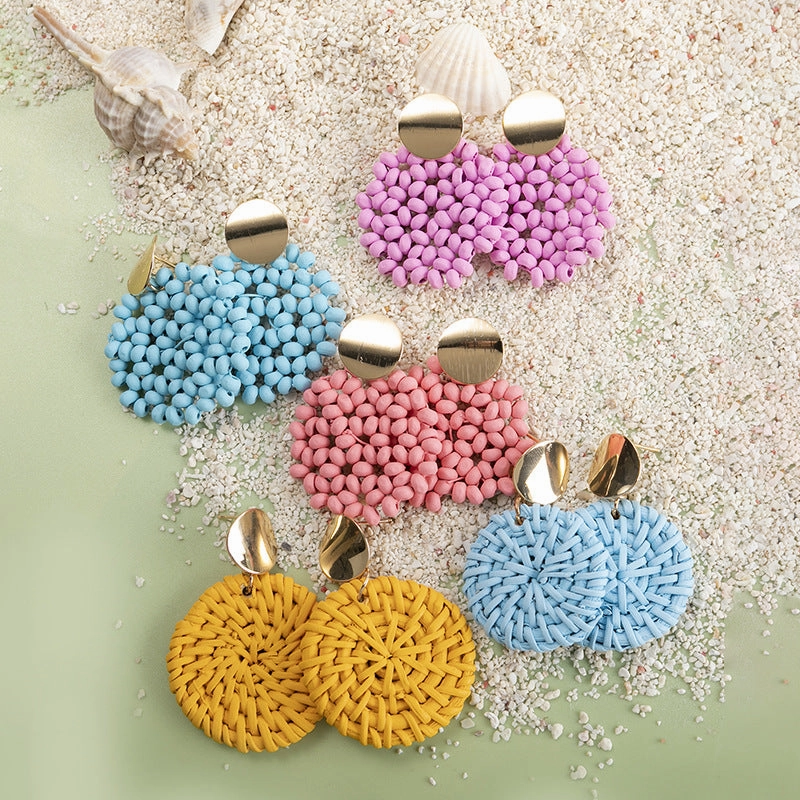 Wholesale Colorful Rattan Alloy Earrings